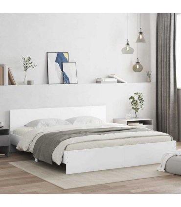 vidaXL Bed Frame with Headboard White 193 x 203 cm Engineered wood