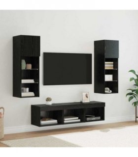 vidaXL TV Wall Units 5 pcs Black Oak Engineered Wood