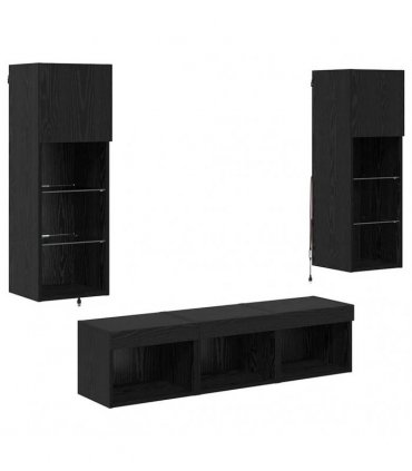 vidaXL TV Wall Units 5 pcs Black Oak Engineered Wood