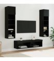 vidaXL TV Wall Unit 6 pcs Black Oak Engineered Wood