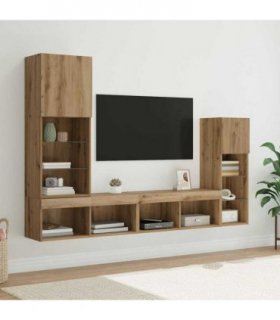 vidaXL TV Wall Units 4 pcs Artisan Oak Engineered Wood