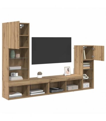vidaXL TV Wall Units 4 pcs Artisan Oak Engineered Wood