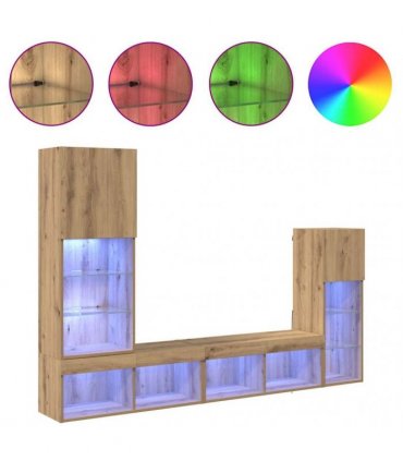 vidaXL TV Wall Units 4 pcs Artisan Oak Engineered Wood