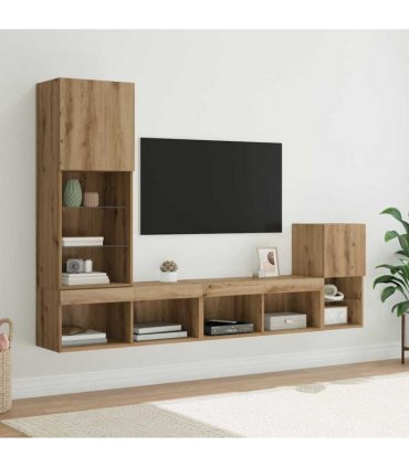 vidaXL TV Wall Units 4 pcs Artisan Oak Engineered Wood
