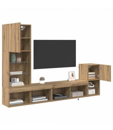 vidaXL TV Wall Units 4 pcs Artisan Oak Engineered Wood