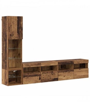 vidaXL TV Wall Unit 4 pcs Old Wood Engineered Wood