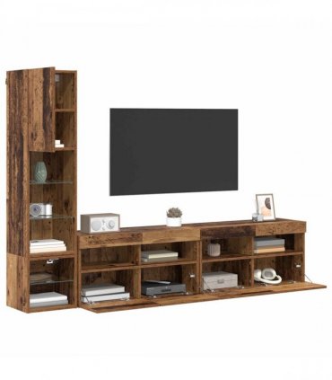 vidaXL TV Wall Unit 4 pcs Old Wood Engineered Wood