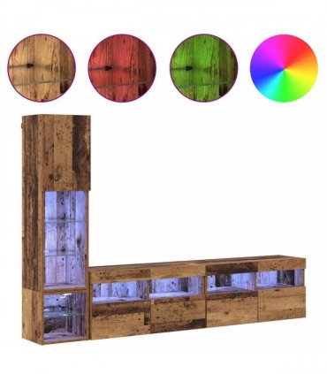vidaXL TV Wall Unit 4 pcs Old Wood Engineered Wood