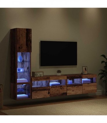 vidaXL TV Wall Unit 4 pcs Old Wood Engineered Wood