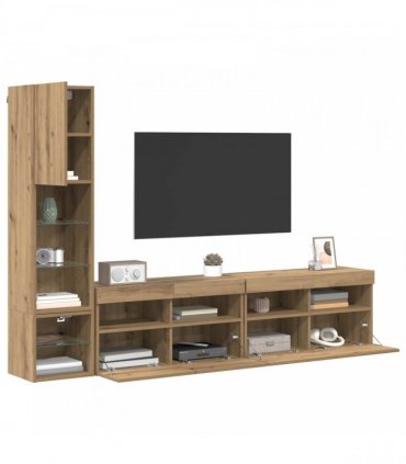 vidaXL TV Wall Unit 4 pcs Artisan Oak Engineered Wood