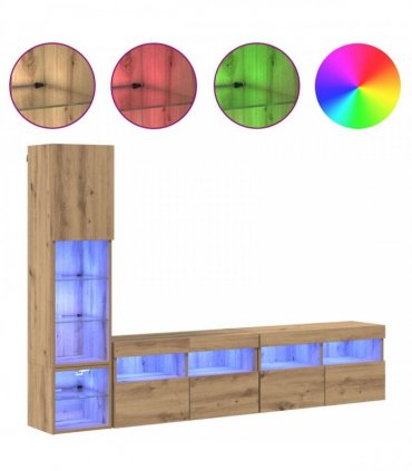 vidaXL TV Wall Unit 4 pcs Artisan Oak Engineered Wood