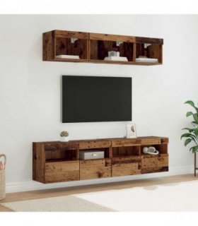 vidaXL TV Wall Units with LED 5 pcs 80 x 30 x 40 cm Old Wood