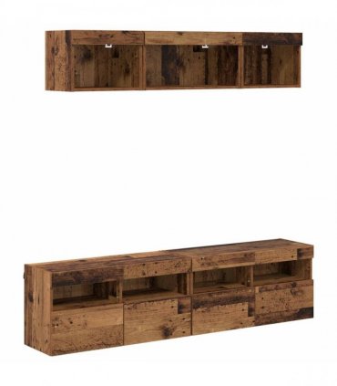 vidaXL TV Wall Units with LED 5 pcs 80 x 30 x 40 cm Old Wood