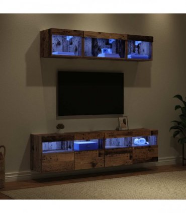 vidaXL TV Wall Units with LED 5 pcs 80 x 30 x 40 cm Old Wood