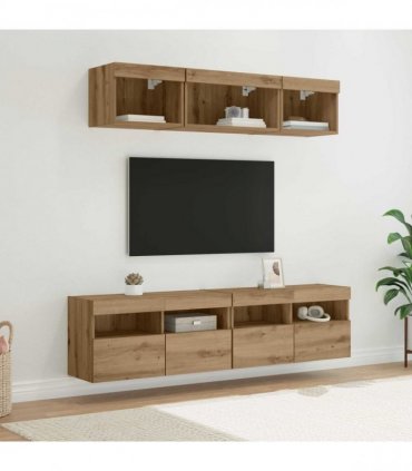 vidaXL TV Wall Units with LED 5 pcs 80 x 30 x 40 cm Artisan Oak