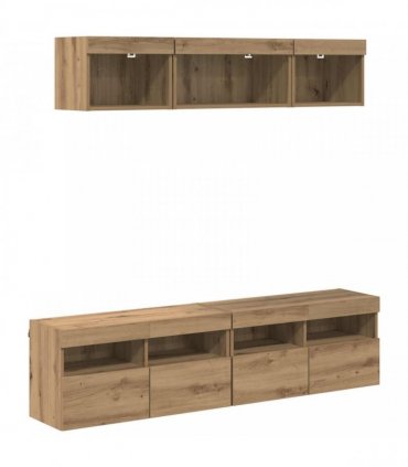 vidaXL TV Wall Units with LED 5 pcs 80 x 30 x 40 cm Artisan Oak