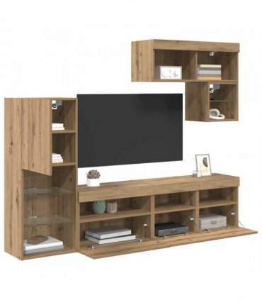 vidaXL TV Wall Units 6 pcs Artisan Oak Engineered Wood