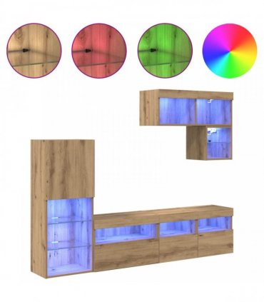 vidaXL TV Wall Units 6 pcs Artisan Oak Engineered Wood
