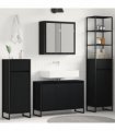 vidaXL Bathroom Furniture Set 4 pcs Black Oak Engineered Wood