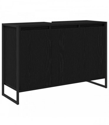 vidaXL Bathroom Furniture Set 4 pcs Black Oak Engineered Wood