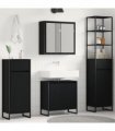 vidaXL Bathroom Furniture Set 4 pcs Black Oak Engineered Wood