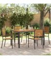 vidaXL Garden Stacking Chairs 4 pcs Brown and Black