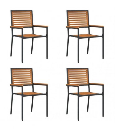 vidaXL Garden Stacking Chairs 4 pcs Brown and Black