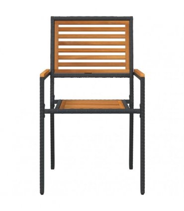 vidaXL Garden Stacking Chairs 4 pcs Brown and Black