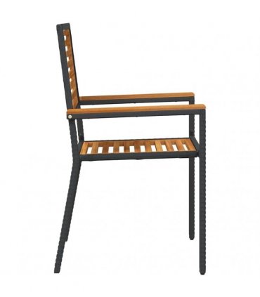 vidaXL Garden Stacking Chairs 4 pcs Brown and Black