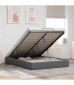 vidaXL Ottoman Bed Frame Dark Grey Queen Size Fabric