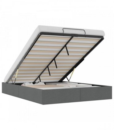 vidaXL Ottoman Bed Frame Dark Grey Queen Size Fabric