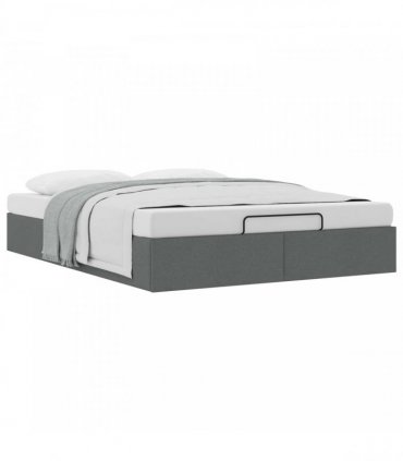 vidaXL Ottoman Bed Frame Dark Grey Queen Size Fabric
