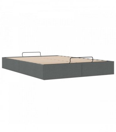 vidaXL Ottoman Bed Frame Dark Grey Queen Size Fabric