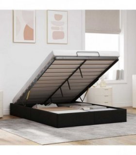 vidaXL Ottoman Bed Frame Black Queen Size Fabric