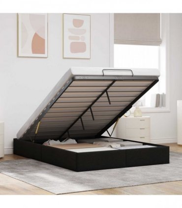vidaXL Ottoman Bed Frame Black Queen Size Fabric