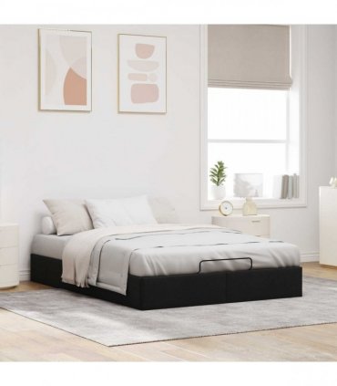 vidaXL Ottoman Bed Frame Black Queen Size Fabric