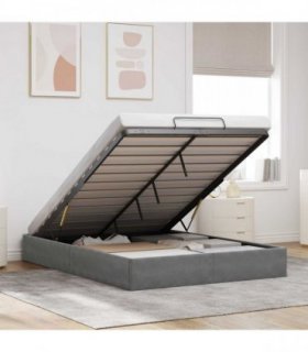 vidaXL Ottoman Bed Frame Dark Grey Full Size Velvet