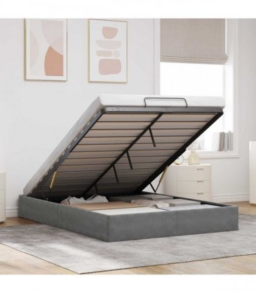vidaXL Ottoman Bed Frame Dark Grey Full Size Velvet