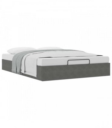 vidaXL Ottoman Bed Frame Dark Grey Queen Size Velvet