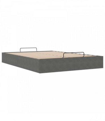 vidaXL Ottoman Bed Frame Dark Grey Queen Size Velvet