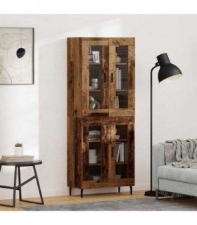 vidaXL Highboard 2 pcs Old Wood 69.5 x 34 x 180 cm Engineered Wood