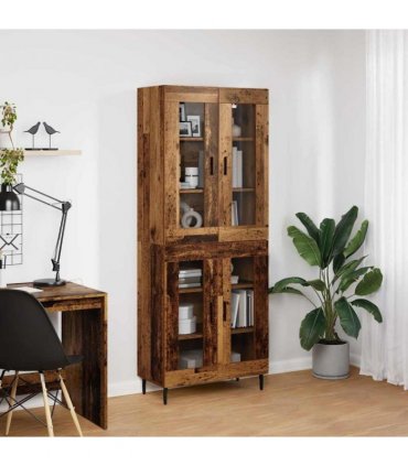 vidaXL Highboard 2 pcs Old Wood 69.5 x 34 x 180 cm Engineered Wood