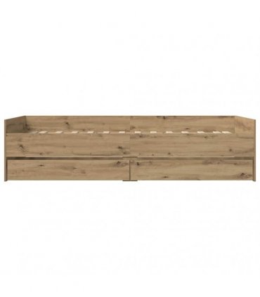 vidaXL Bed Frame with Drawer Artisan Oak 90 x 200 cm Solid Pine Wood
