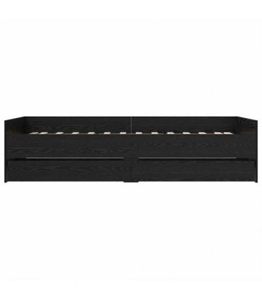 vidaXL Bed Frame with Drawer Black Oak 90 x 190 cm Solid Pine Wood