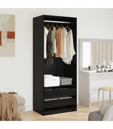 vidaXL Wardrobe Black Oak 80 x 50 x 200 cm