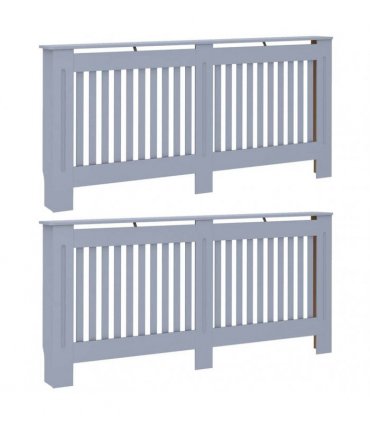 vidaXL Radiator Cover 2 pcs Grey 172 x 19 x 81.5 cm Engineered Wood