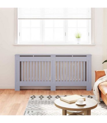 vidaXL Radiator Cover 2 pcs Grey 172 x 19 x 81.5 cm Engineered Wood