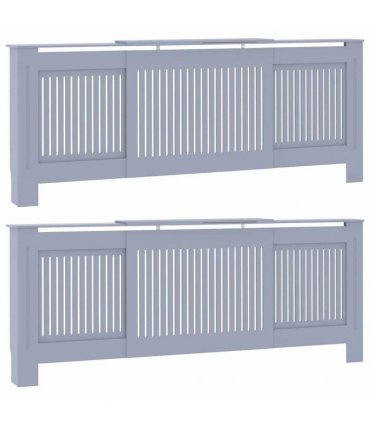 vidaXL Radiator Cover 2 pcs Grey 205 x 20.5 x 81.5cm Engineered Wood