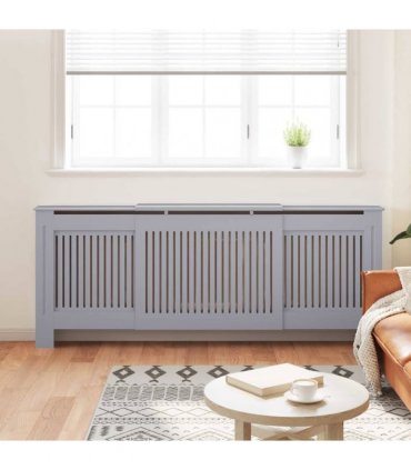 vidaXL Radiator Cover 2 pcs Grey 205 x 20.5 x 81.5cm Engineered Wood