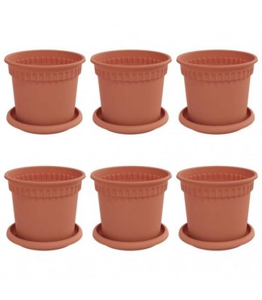 vidaXL Plant Pots 6 pcs Brick Red Plastic